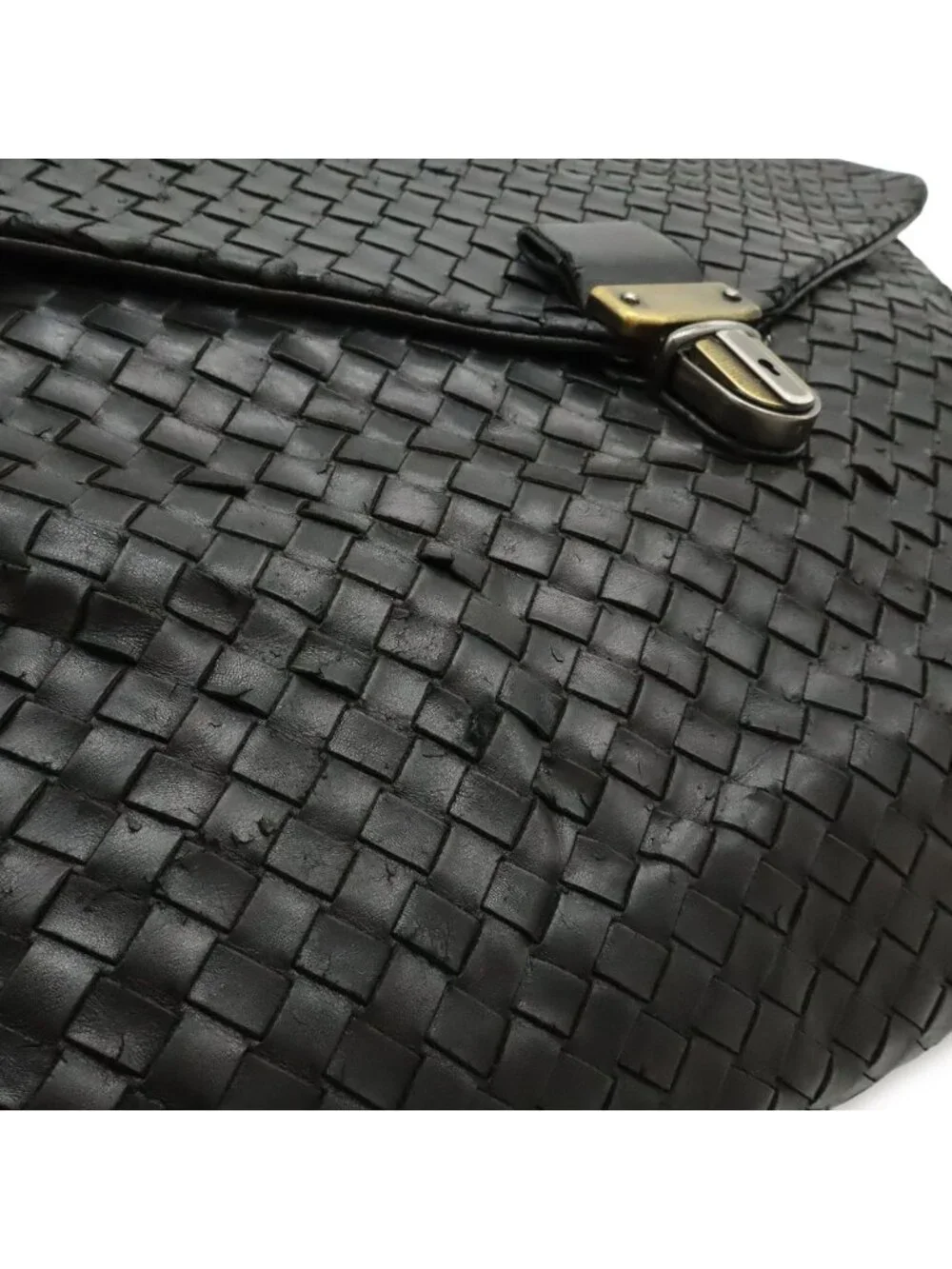 Bottega Veneta Intrecciato Business Briefcase Documents Purse Leather Black